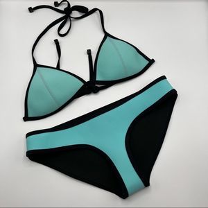 Triangl Turquoise & Black Bikini Sz M Swimsuit